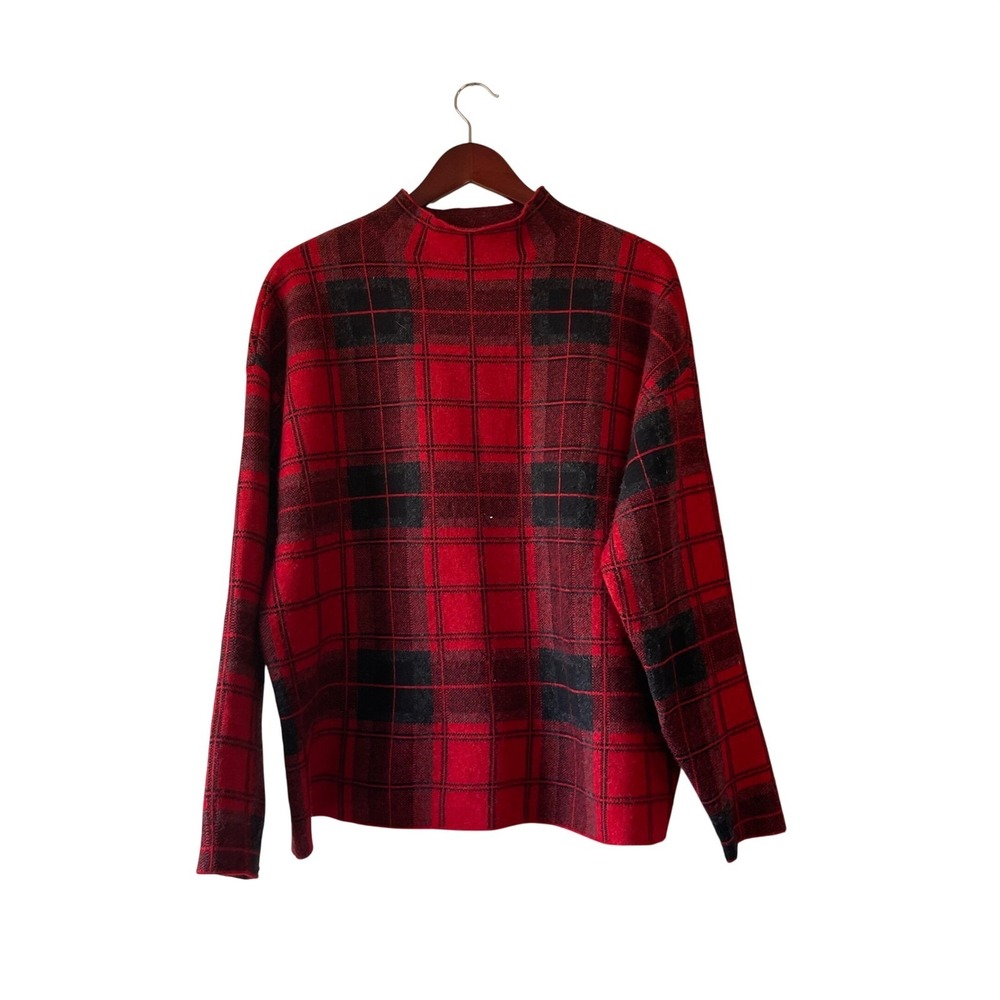 Lane Bryant Red Black‎ Plaid Wool Blend Mock Neck Sweater Plus Size 18/20